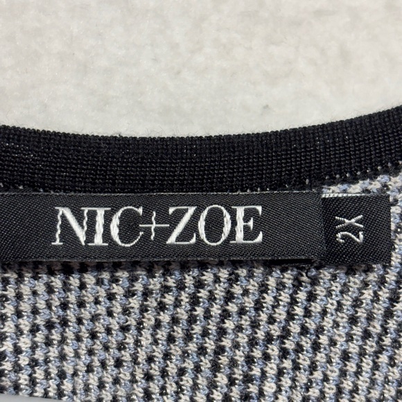 Nic + Zoe Knit Abstract Patterned Sleeveless Dress - Black blue midi - Picture 3 of 6